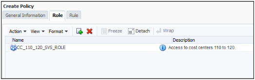 この図は、「ポリシーの作成」ページの「ロール」タブを示しています。