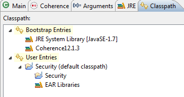 PasswordExampleプログラムの「Classpath」タブ