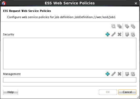 「図13-4 Oracle JDeveloper: ESS Webサービス・ポリシー・ポップアップ」の説明が続きます