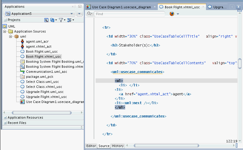 エディタのユースケース、選択された通信