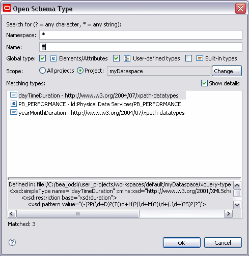 Open Schema Type dialog.