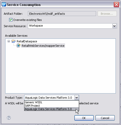 Select a WSDL from ALDSP workspace.