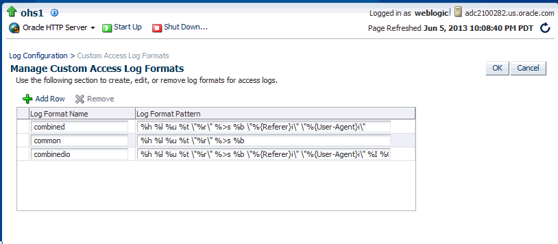 Oracle HTTP Serverログの管理