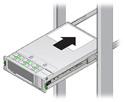 image:Illustration présentant le contrôleur glissant sur les glissières de gauche et de droite dans le rack