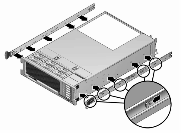 image:シャーシに取り付けられる左右の固定器具を示す図