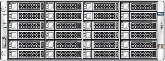 image:4랙 장치 Sun Disk Shelf의 전면 보기를 보여주는 그림