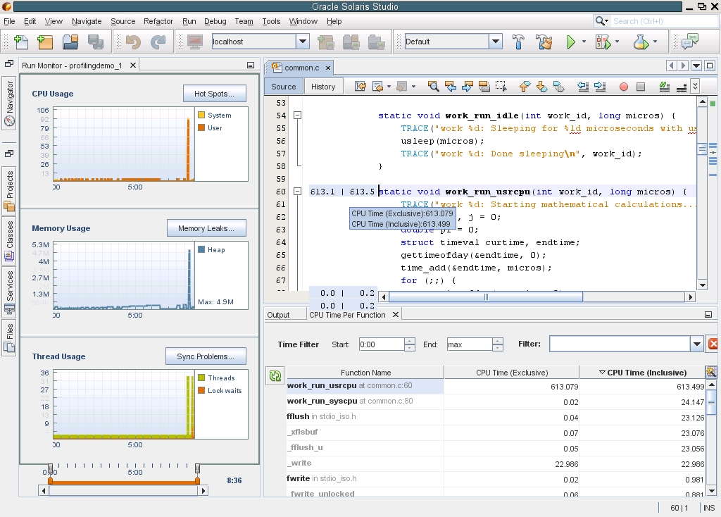 image:work_run_usrcpu 関数の CPU 使用率の使用率詳細。