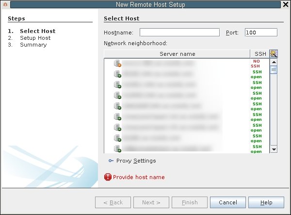 image:「新規リモート・ホストの設定」ダイアログボックスの「ホストを選択」ページ
