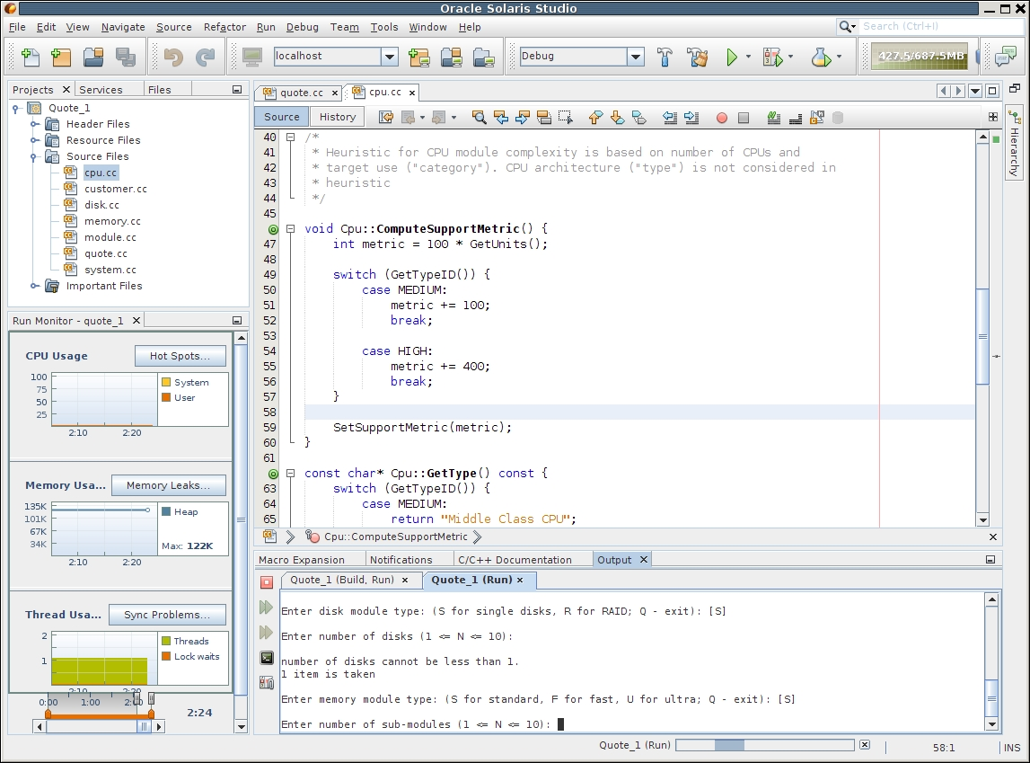 image:使用运行监视器工具的 IDE 的屏幕抓图