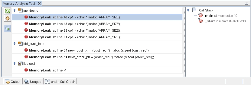 image:“Memory analysis tool“（内存分析工具）窗口