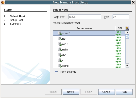 image:“New Remote Build Host“（新建远程生成主机）对话框，“Select Host“（选择主机）页面