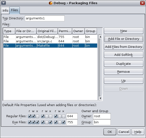 image:“Packaging Files“（打包文件）对话框，“Files“（文件）选项卡