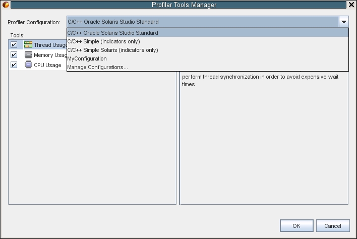 image:“Profiler Tool Manager“（分析器工具管理器）对话框。