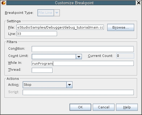 image:“Customize Breakpoint“（定制断点）窗口