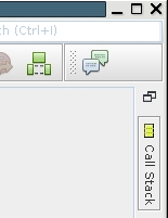 image:包含最小化的 “Call Stack“（调用堆栈）窗口图标的 dbxtool 窗口的右上角
