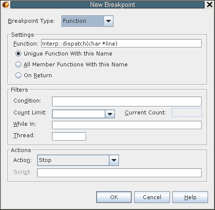 image:“New Breakpoint“（新建断点）对话框
