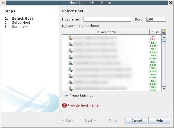 image:“New Remote Host Setup“（新建远程主机设置）对话框中的 “Select Host“（选择主机）页面