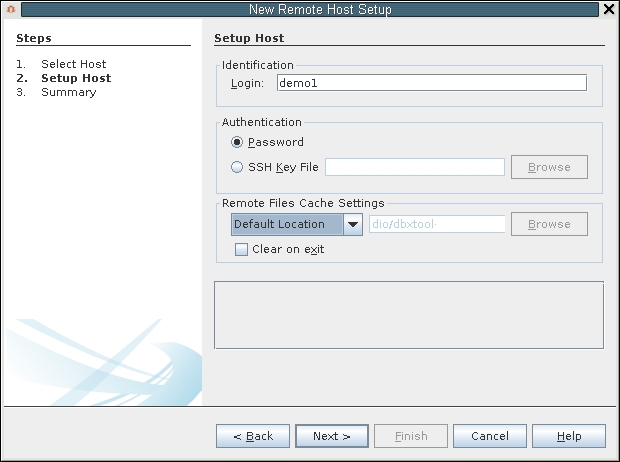 image:“New Remote Host Setup“（新建远程主机设置）对话框中的 “Setup Host“（设置主机）页面