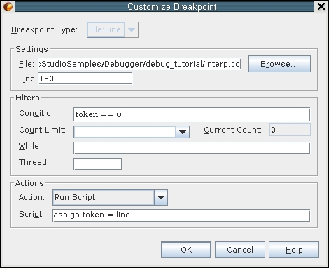 image:“Custom Breakpoint“（定制断点）对话框