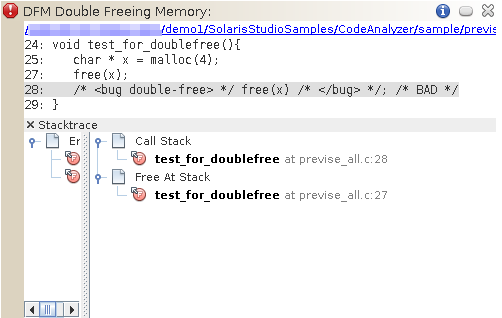 image:显示错误路径的 “Double Freeing Memory“（双重释放内存）错误
