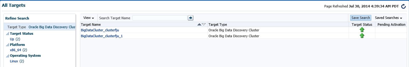 This image shows the cluster homepage that includes a table of two named clusters.