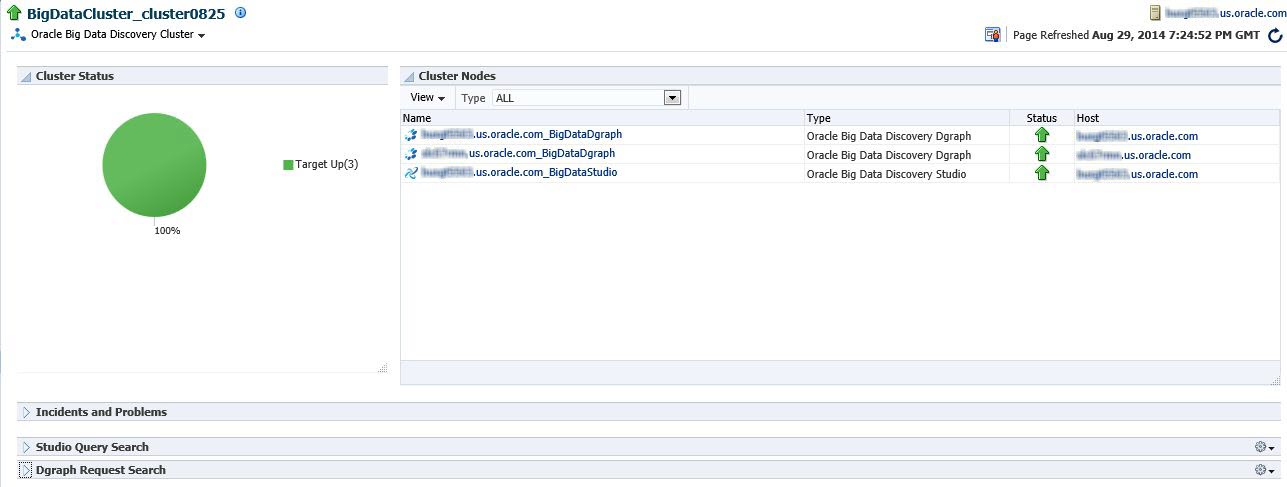 This image shows the cluster homepage that includes a single cluster.