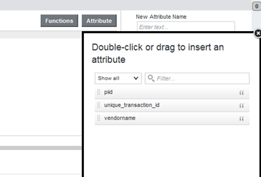 List of attributes in the Transformations Editor