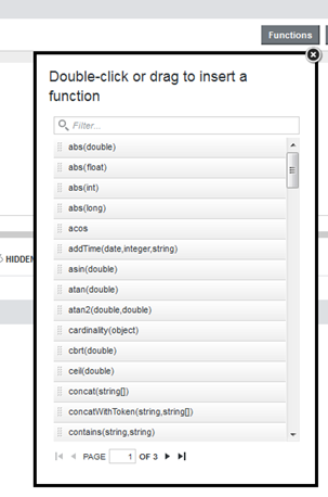 List of custom functions in the Transformations Editor