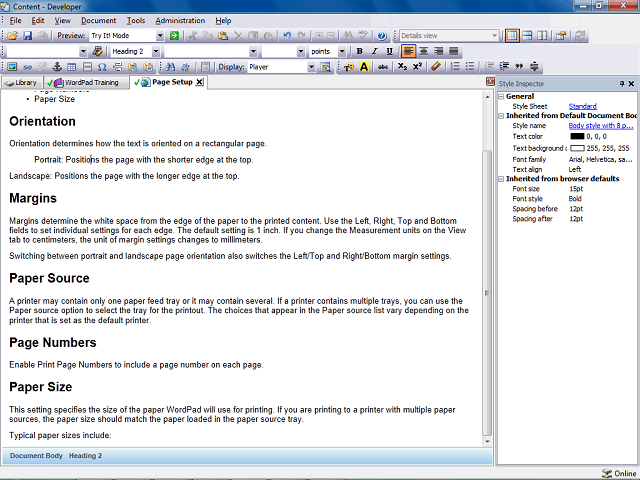 change default paragraph spacing in word pad