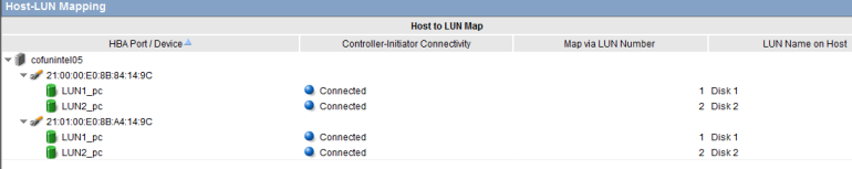 Host LUN Mapping View