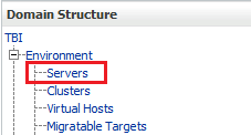 Affiche l'emplacement de l'option Servers