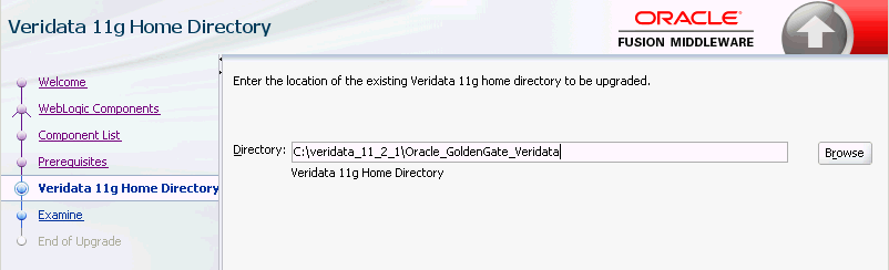 Veridata 11gホーム・ディレクトリ・ページ