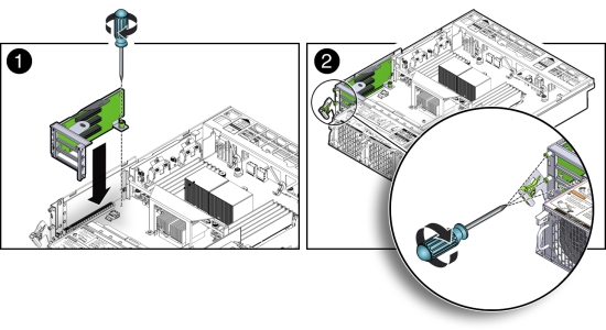 画像: PCIeライザーの取付け方法を示す図。