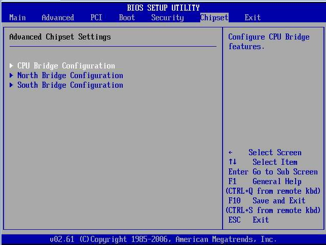 画像: 「BIOS Setup Utility: Chipset - Advanced Chipset Settings」を示す図。