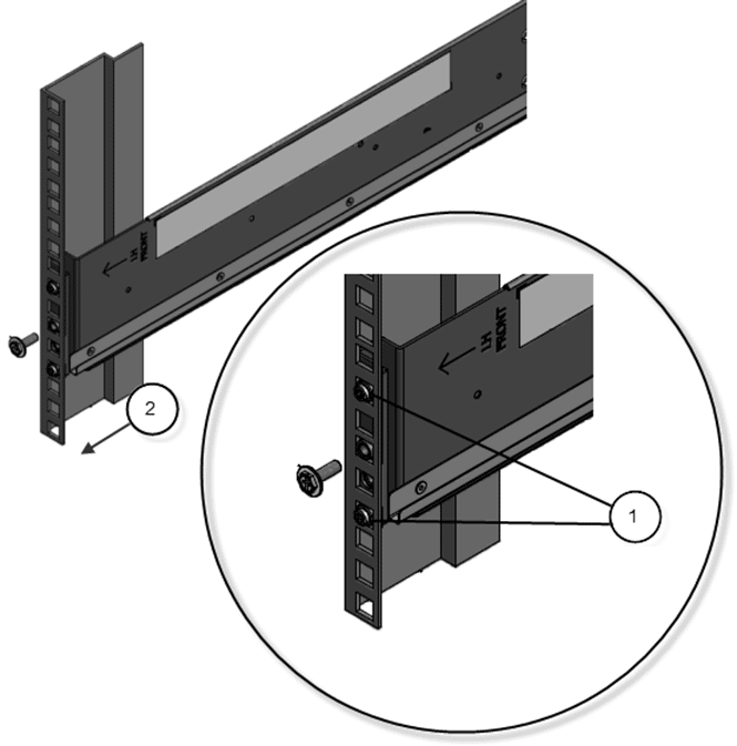 Front
of the rack and rail-location pegs