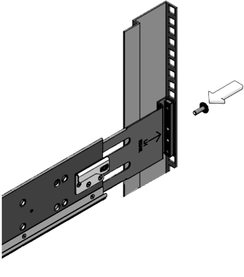 A Phillips
13mm head hex flange screw and the back of a rack