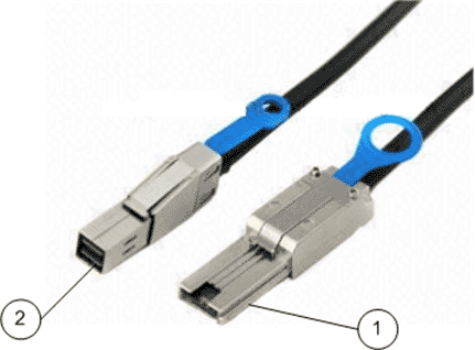 Example of mini-SAS to mini-SAS HD cable connectors