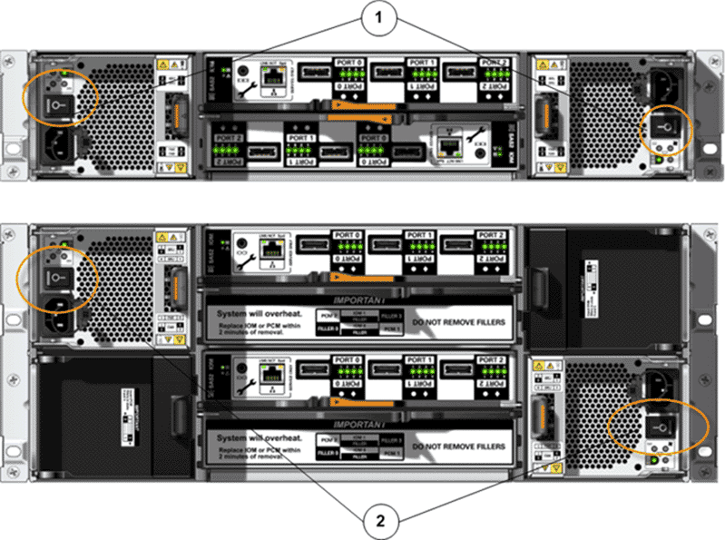 Power switches on the Drive Enclosures