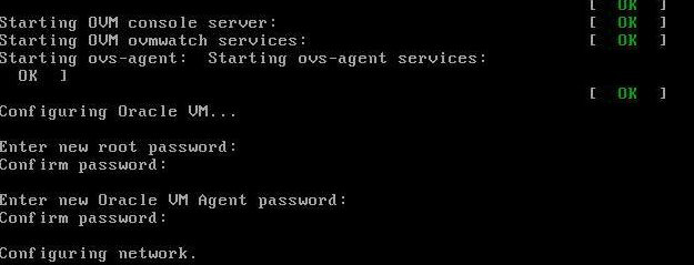 image:インストール済み Oracle VM の「New Password Setup」画面を示す図。