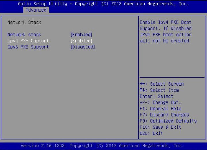 image:PXE ブートの BIOS 設定を示す図。