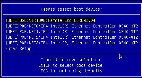 image:UEFI モードの「Select Boot Device」メニュー。