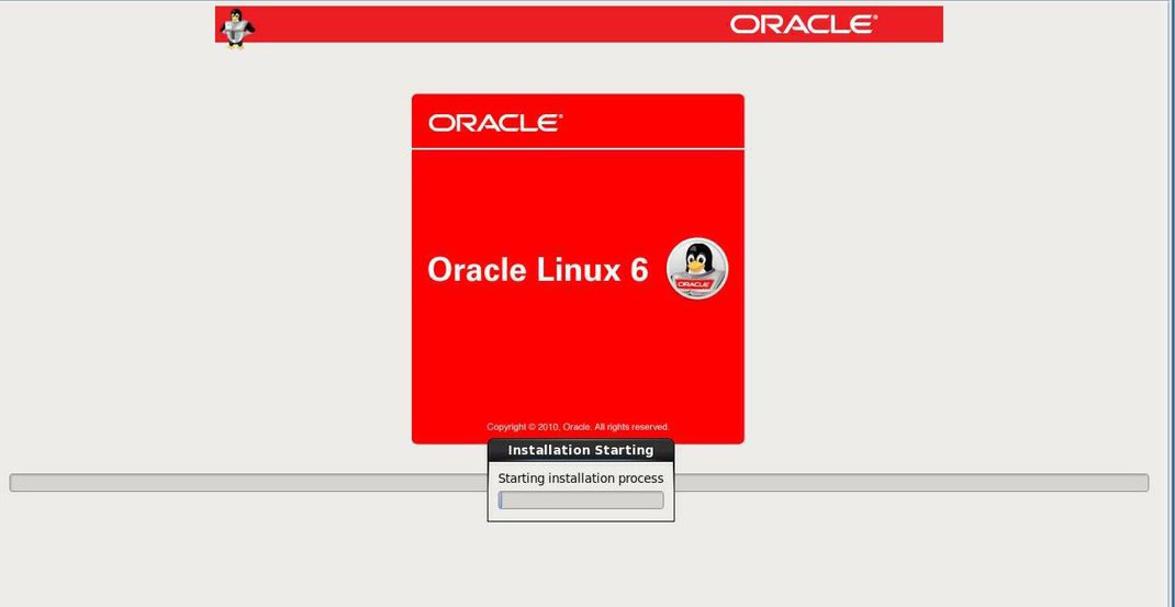 image:Oracle Linux 6 の「Installation Starting」画面。
