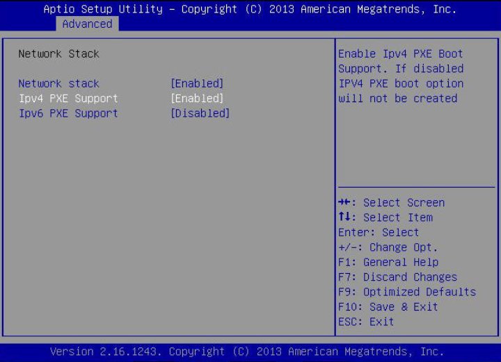 image:PXE ブートのための BIOS 設定を示す図。