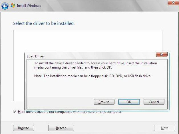image:「インストールするドライバを選択してください」画面。
