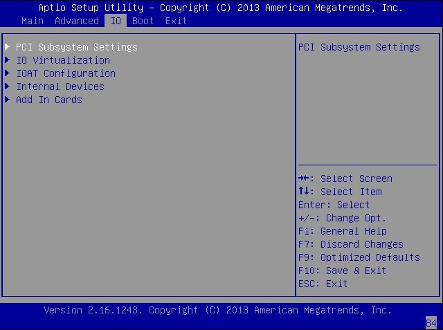 image:BIOS 設定ユーティリティーの「IO」メニューを示す図