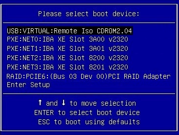 image:Image illustrant l'écran Please Select Boot Device.