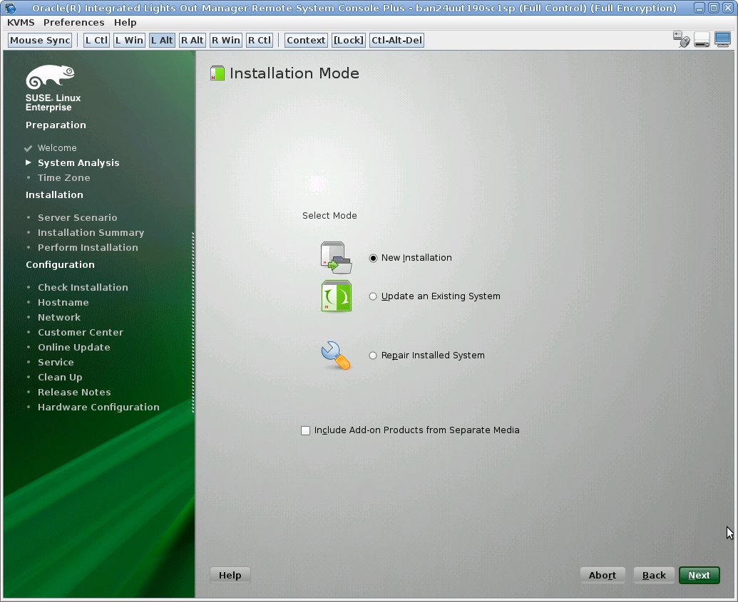 image:SUSE の「Installation Mode」画面。