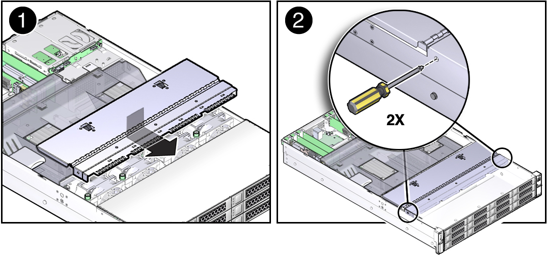 image:ファン構成部品ドアの取り付け方法を示す図。