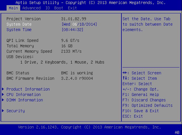 image:この図は、BIOS 設定ユーティリティーの「Main」メニューを示しています。