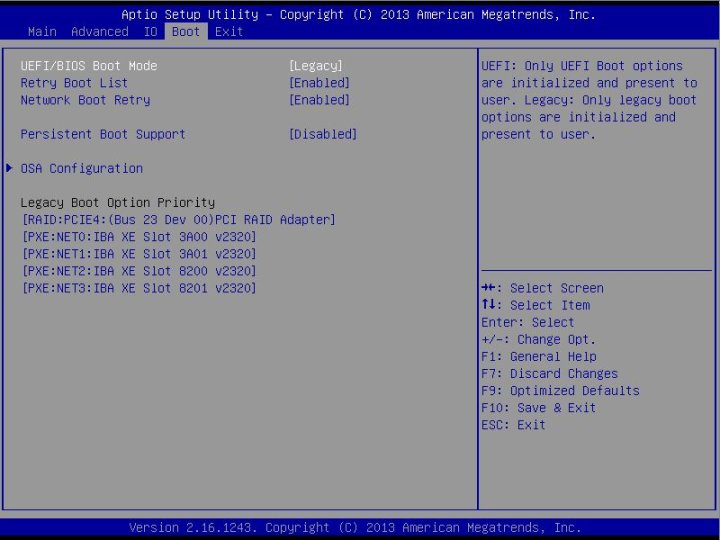 image:UEFI/BIOS 引导模式设置屏幕。